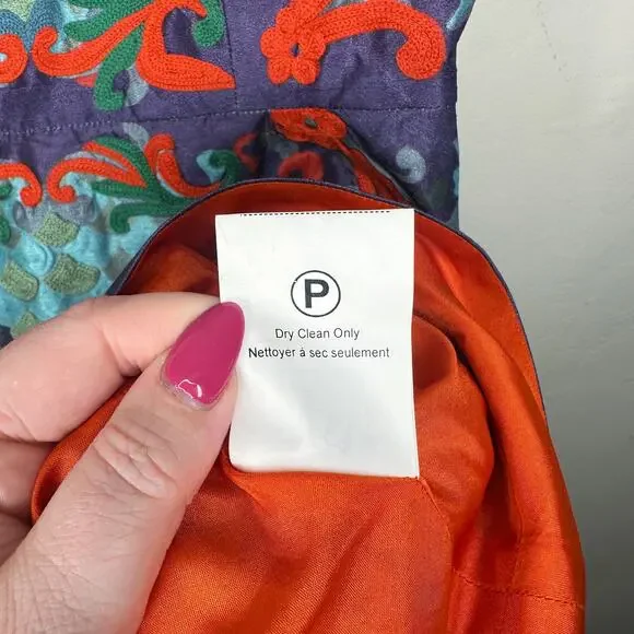 Anthropologie Pankaj & Nidhi Octave Floral Embroidered Applique Mini Dress 0